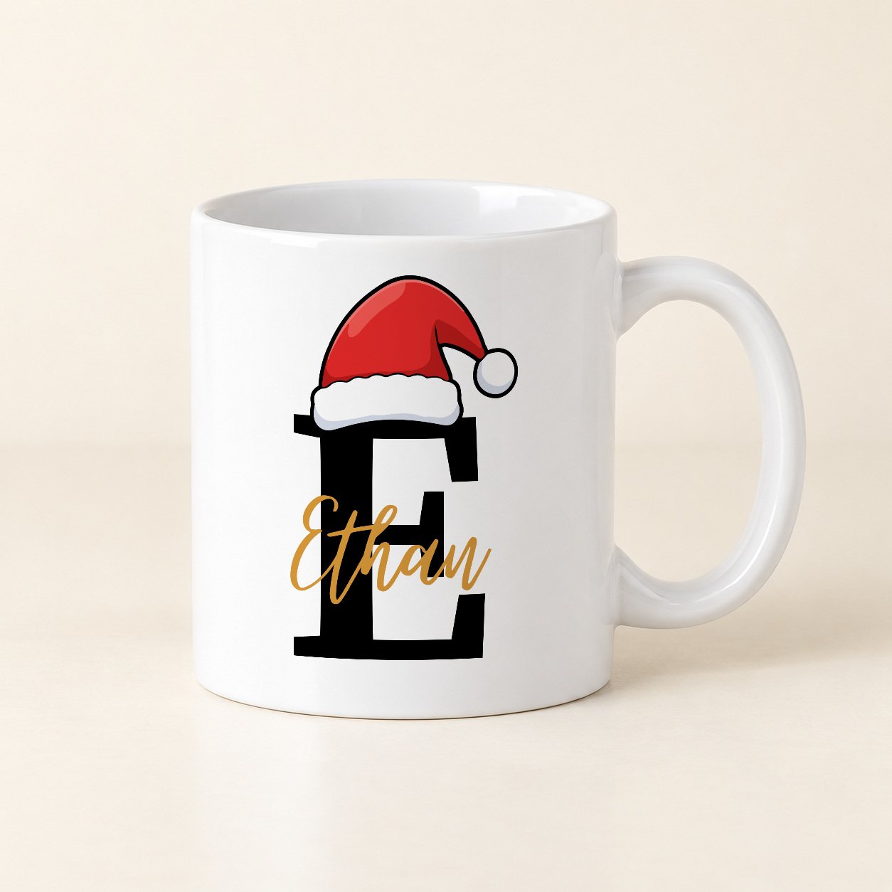 Mug de Noël 330 ml — Initiale simple · Ethan